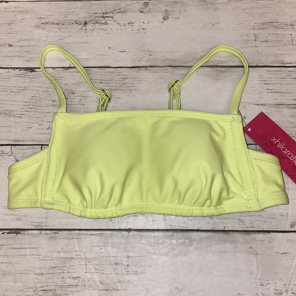 Xhilaration Bikini Top Womens XS Green Solid‎ Lime Bra Padded Swim NEW XS